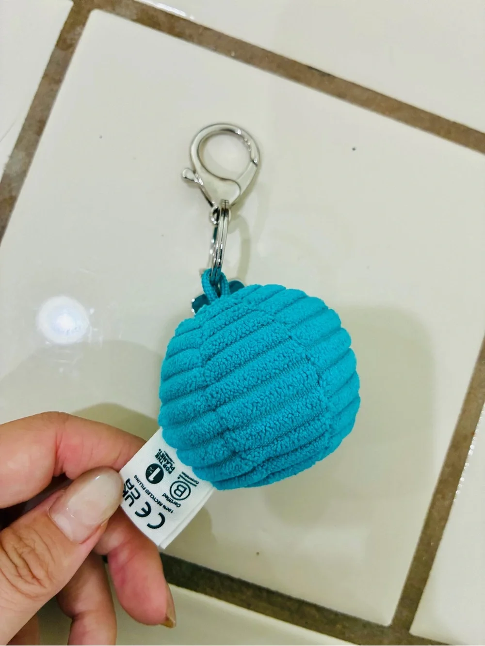 Teal Smiley Face Plush Keychain - Home Accents Decor